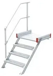 Euroline 511 Podesttreppe 45&deg; 1000mm Stufenbreite 4 Stufen Alu gerieft
