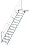 Euroline 511 Podesttreppe 45&deg; 1000mm Stufenbreite 14 Stufen Alu gerieft