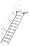 Euroline 511 Podesttreppe 45&deg; 800mm Stufenbreite 11 Stufen Alu gerieft