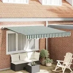 vidaXL Manuelle einziehbare Markise Gr&uuml;n und Wei&szlig; 350x250 cm