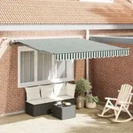 vidaXL Automatische Einziehbare Markise mit LED in Gr&uuml;n und Wei&szlig; 350x250 cm