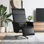 vidaXL Massagesessel mit Fu&szlig;teil Schwarz Kunstleder
