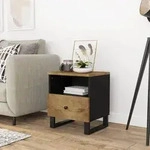 vidaXL Nachttisch Massivholz Mango & Holzwerkstoff