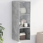 vidaXL Wandschrank mit Glast&uuml;ren Betongrau 35x37x100 cm