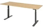 Schreibtisch adlatus 100 2000x800x650-1300 B-Platte schwarz