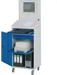 Computerschrank H1895xB650xT520mm mobil enzianblau/lichtgrau Lochpl.,Pultaufs.