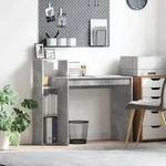 vidaXL Schreibtisch Grau-betoniert Laminat, Holzwerkstoff Standard