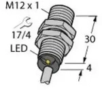 Turck Induktiver Sensor b&uuml;ndig PNP, Schlie&szlig;er BI2-G12K-AP6X