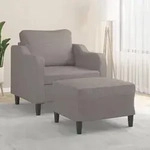 vidaXL Sessel mit Hocker Taupe 60 cm Stoff