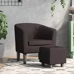 vidaXL Clubsessel mit Fu&szlig;hocker Braun Kunstleder