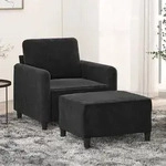 vidaXL Sessel mit Hocker Schwarz 60 cm Samt