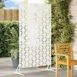 vidaXL Metallzaunpanel Wei&szlig; Metall Gro&szlig; Dekorative Intarsien