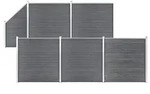 vidaXL WPC Zaun-Set 5 Quadrate + 1 Schr&auml;ge 965x186 cm Grau