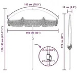 vidaXL Strandparasol Gelb und Wei&szlig; 160 x 160 x 196 cm