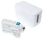 Perel Steckdosenleiste mit Schalter und Kabelbox, 3 Steckdosen Typ E, Kabel 1.5...
