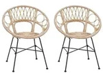 vidaXL Esszimmerstuhl 2 pcs Natur 49 x 51 x 81 cm Rattan und Eisen