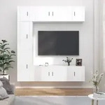 vidaXL 7-tlg. TV-Schrank-Set Wei&szlig; Holzwerkstoff