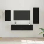 vidaXL TV-Schranksatz mit Regal 4 pcs Schwarz Eiche 30,5 x 30 x 90 cm
