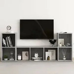 vidaXL 3-tlg. TV-Schrank-Set Betongrau Holzwerkstoff