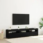 vidaXL TV-Schr&auml;nke 2 Stk. mit LED-Leuchten Schwarz Eiche Holzwerkstoff