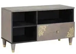 vidaXL TV-Schr&auml;nk mit Schubladen Grau 80 x 33 x 46 cm Massivholz Mango