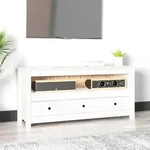 vidaXL TV-Schrank Wei&szlig; 114x35x52 cm Massivholz Kiefer