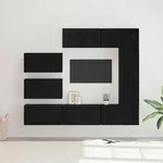 vidaXL TV-Schranksatz mit Regal Sonstiges 8 pcs Schwarz Eiche 30,5 x 30 x 90 cm
