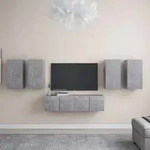 vidaXL 6-tlg. TV-Schrank-Set Betongrau Holzwerkstoff