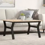 vidaXL Couchtisch Y-Gestell 90x90x45cm Massivholz Kiefer und Stahl