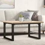 vidaXL Couchtisch O-Gestell 90x90x45,5cm Massivholz Kiefer & Stahl