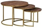 vidaXL Nesting-Couchtische 3 pcs Massivholz Mango und Stahl