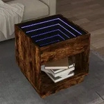 vidaXL Couchtisch mit Infinity-LED R&auml;uchereiche 50x50x50 cm