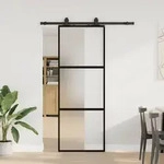 vidaXL Schiebet&uuml;r mit Beschlag Schwarz 76x205 cm Hartglas