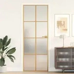 vidaXL Innent&uuml;r Schlank Golden 76x201,5 cm Hartglas und Aluminium