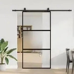vidaXL Schiebet&uuml;r mit Beschlag Schwarz 102,5x205 cm Hartglas