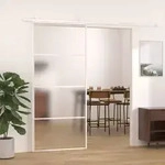 vidaXL Schiebet&uuml;r ESG-Mattglas und Aluminium 90x205 cm Wei&szlig;