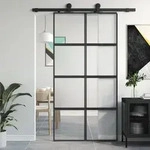 vidaXL Schiebet&uuml;r Schwarz 102,5x205 cm Hartglas und Aluminium