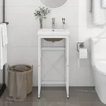 vidaXL Badezimmer-Waschtischgestell mit Waschbecken Wei&szlig; Eisen