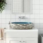 vidaXL Aufsatzwaschbecken Mehrfarbig Oval 59x40x15 cm Keramik
