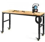 VEVOR Werkbank, h&ouml;henverstellbar, 154,9 x 50,8 cm, Garagentisch mit 79,5 cm _ 104,9
