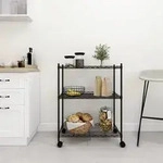 vidaXL Lagerregal mit 3 B&ouml;den und Rollen 60x35x81 cm Schwarz 150 kg