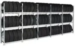 Reifenregal,f. 40-Fu&szlig;-Container,Grund+Anbau,HxBxT 2000x11752x400mm,Fachl.