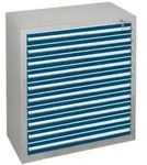 Schubladenblock 36287 110cm 10 Sch&uuml;be lichtgrau/blau
