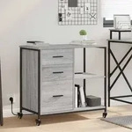 vidaXL Schrank mit Ladestation Mit Rad Graues Sonoma 76 x 41 x 72 cm