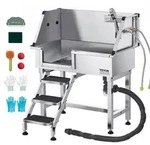 VEVOR Hundewaschstation aus Edelstahl, 870x488x1025 mm Tierpflegewanne mit