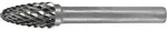 Fr&auml;sstift RBF D.10mm Kopf-L.20mm Schaft-D.6mm HM Verz.Kreuz TECWERK
