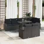 vidaXL 9-tlg. Garten-Sofagarnitur mit Kissen Schwarz Poly Rattan
