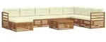 vidaXL Outdoor-Sofagarnitur 9 pcs Natur und Creme Massivholz Akazie