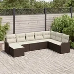 vidaXL 8-teiliges Garten Sofa Set mit Kissen Braun Poly Rattan