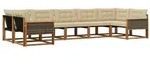 vidaXL Outdoor-Sofagarnitur mit Kissen 7 pcs Natur und Beige